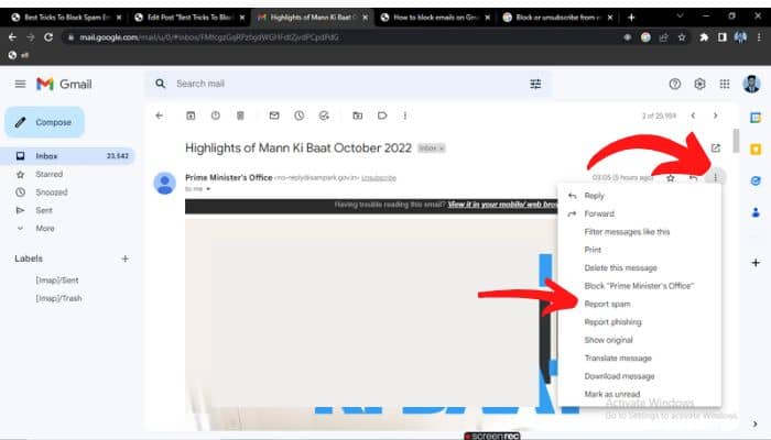 How to stop spam emails in gmail